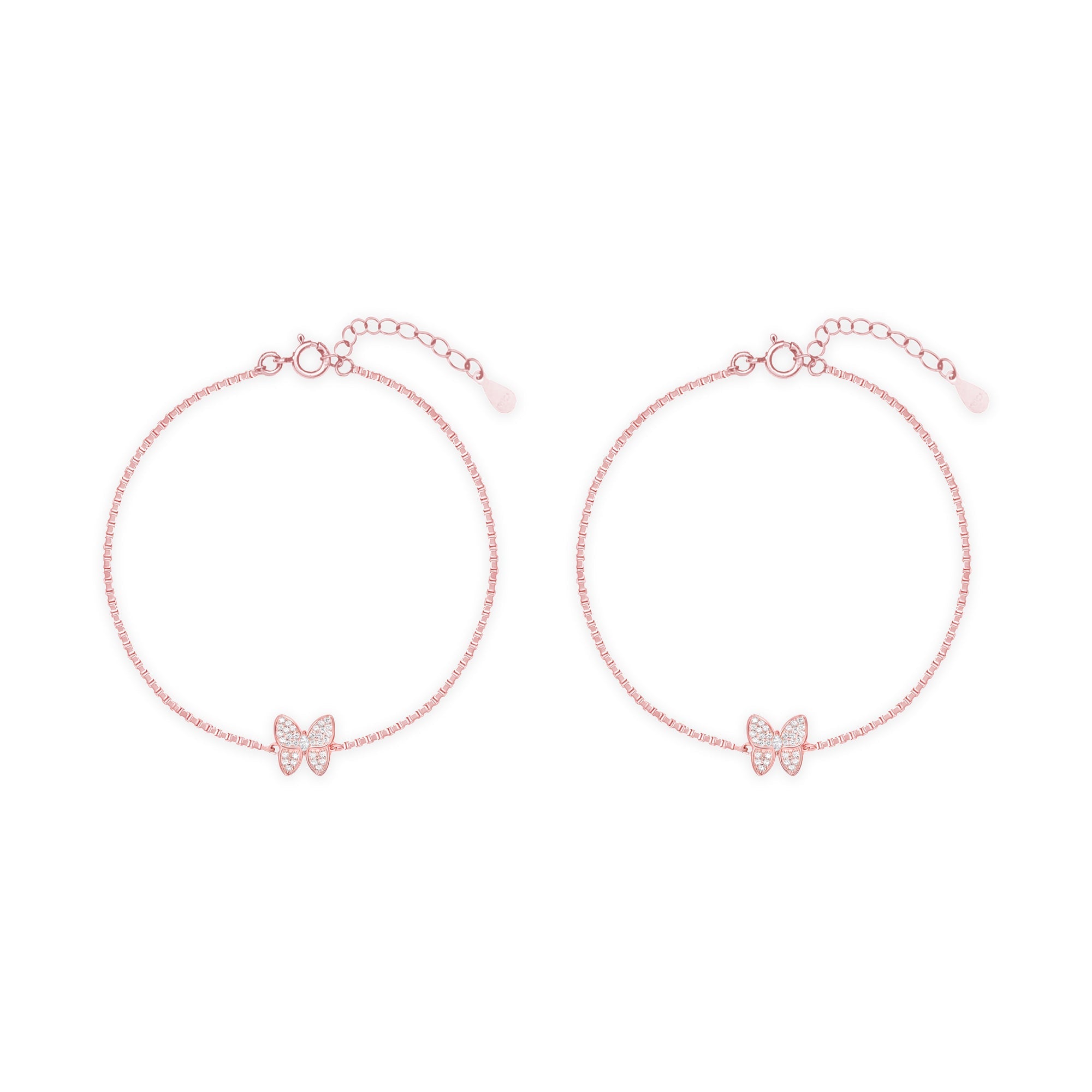 Butterfly CZ Silver Anklet