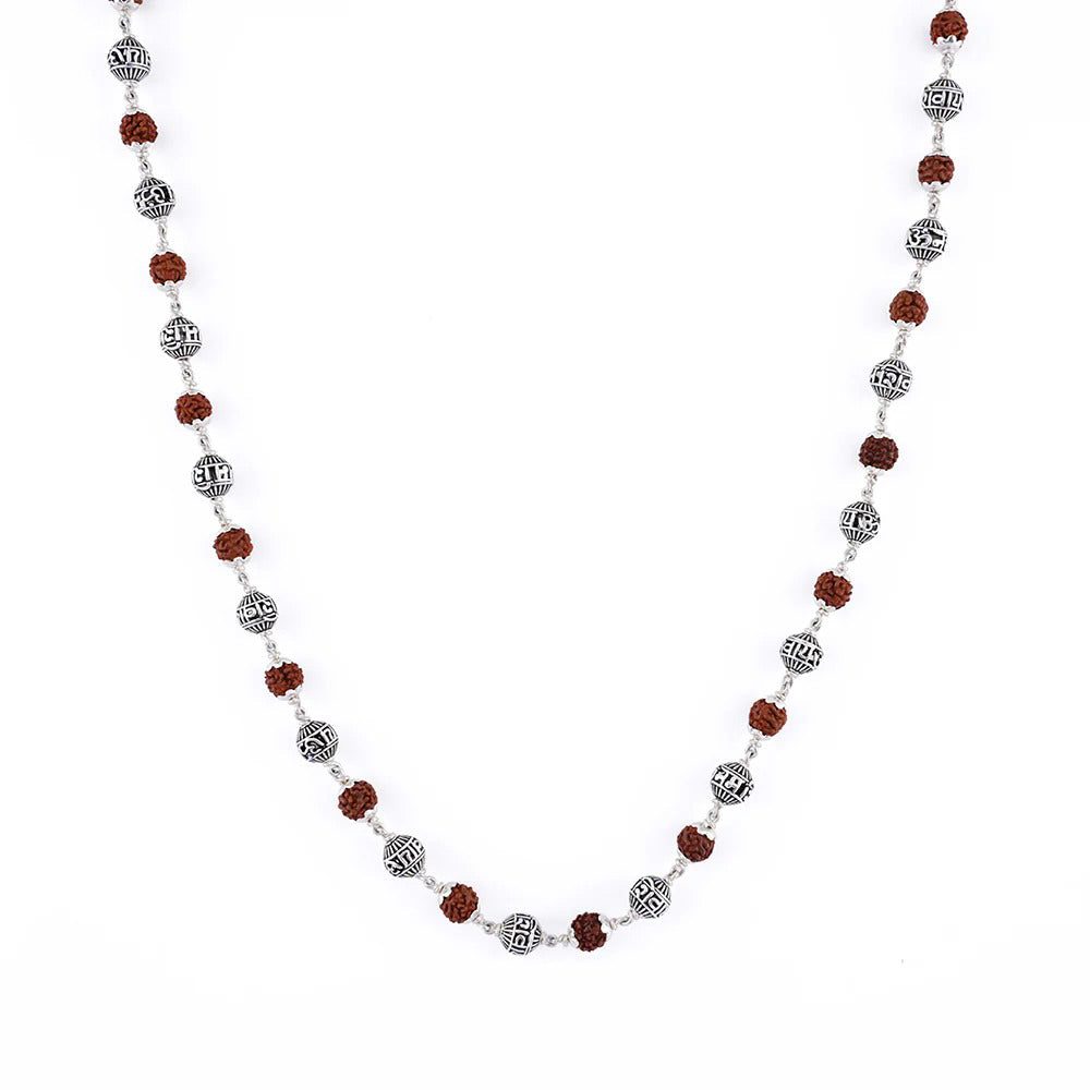 Beaded Rudraksha Silver Chain