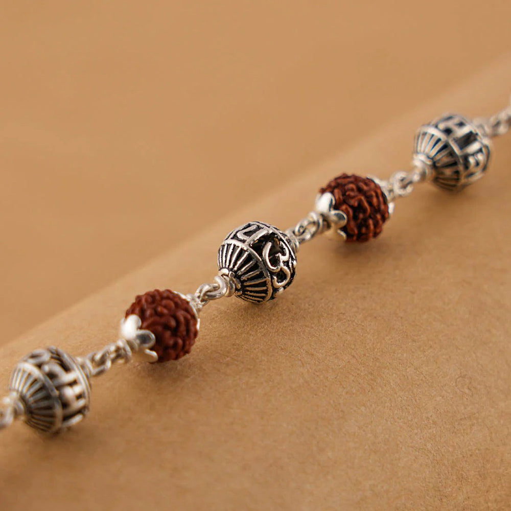 Beaded Rudraksha Silver Chain