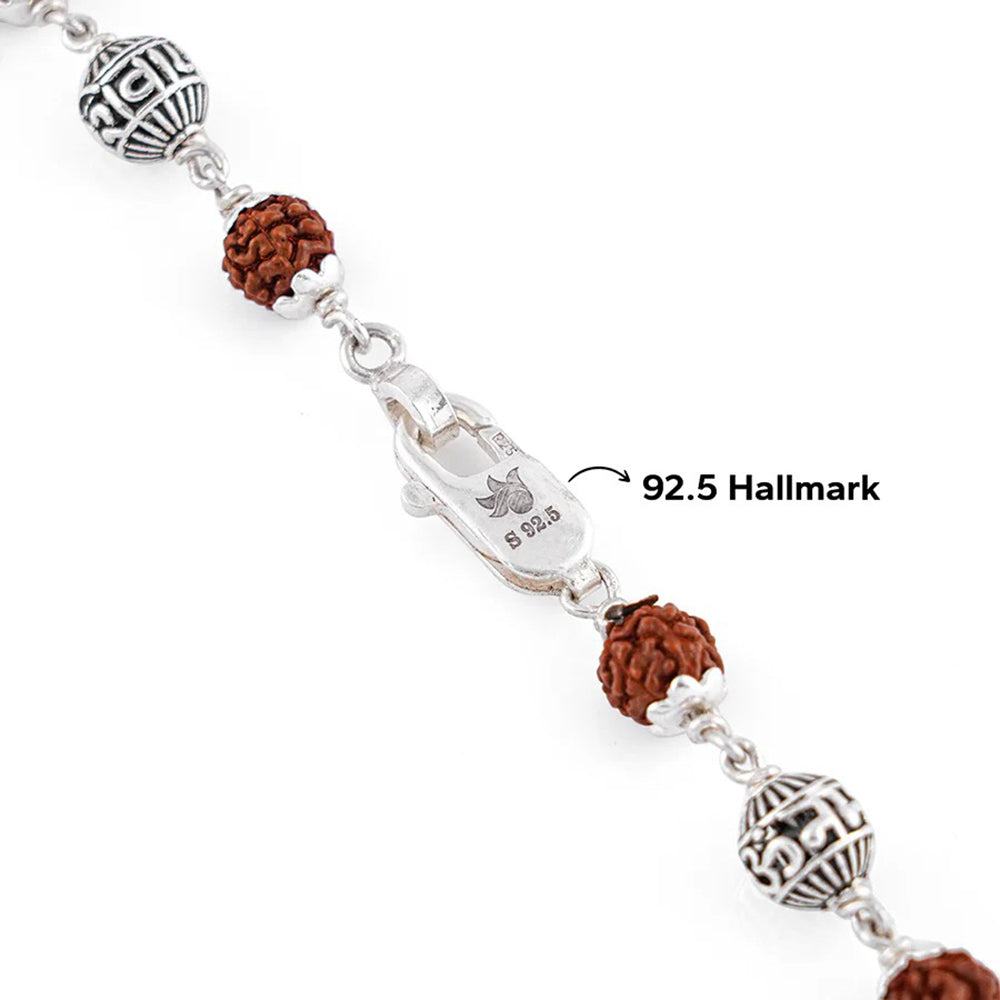 Beaded Rudraksha Silver Chain