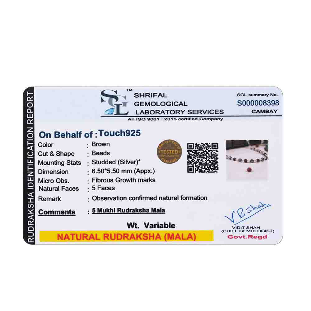 Beaded Rudraksha Silver Chain