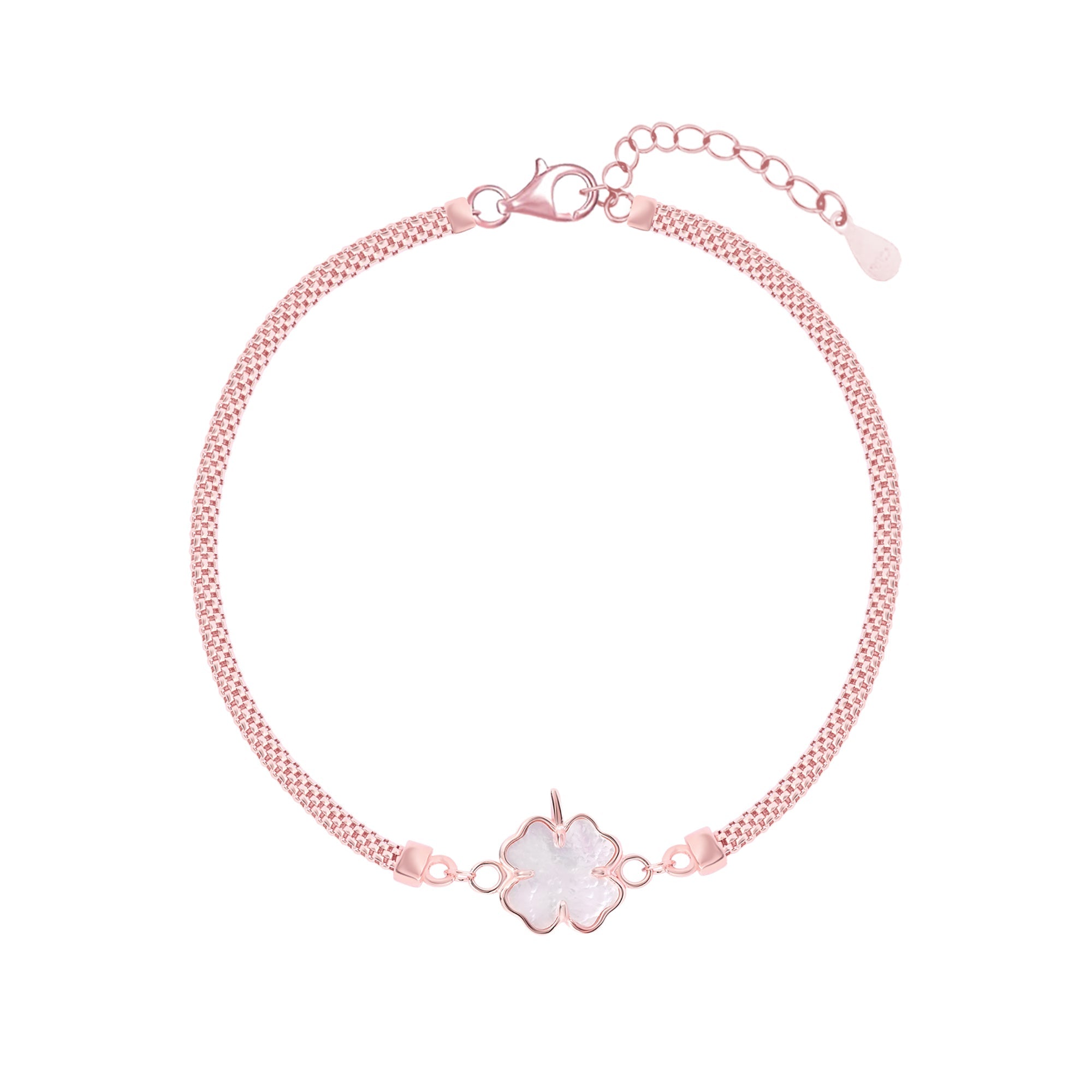 Clover Charm Mesh Silver Bracelet