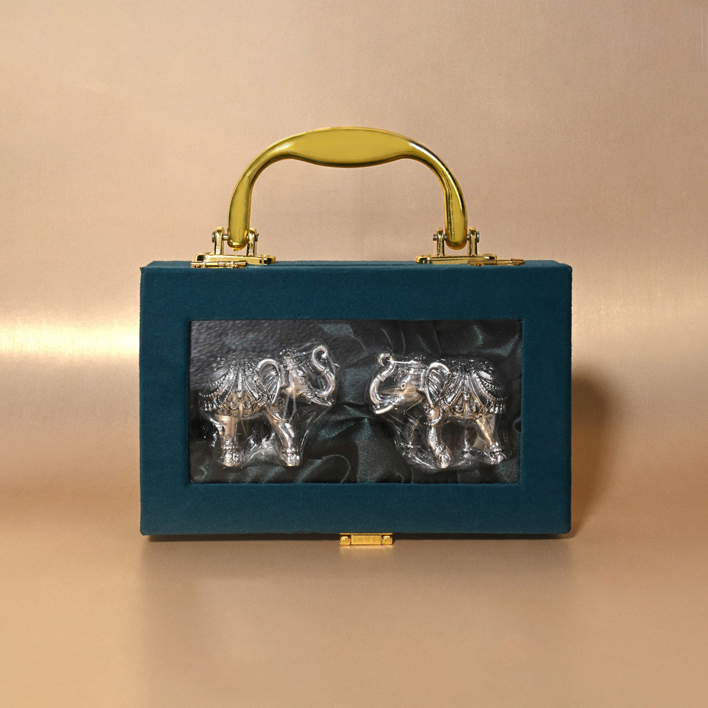 999 Silver Elephant Pair Gift Box