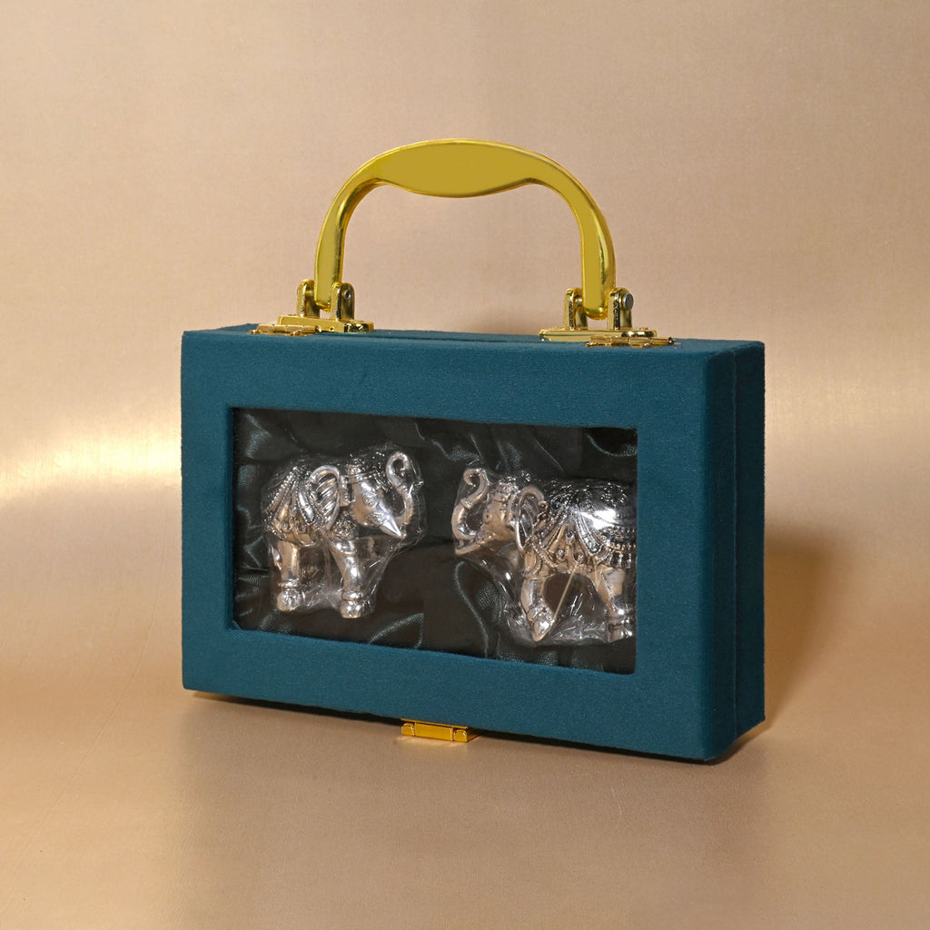 999 Silver Elephant Pair Gift Box