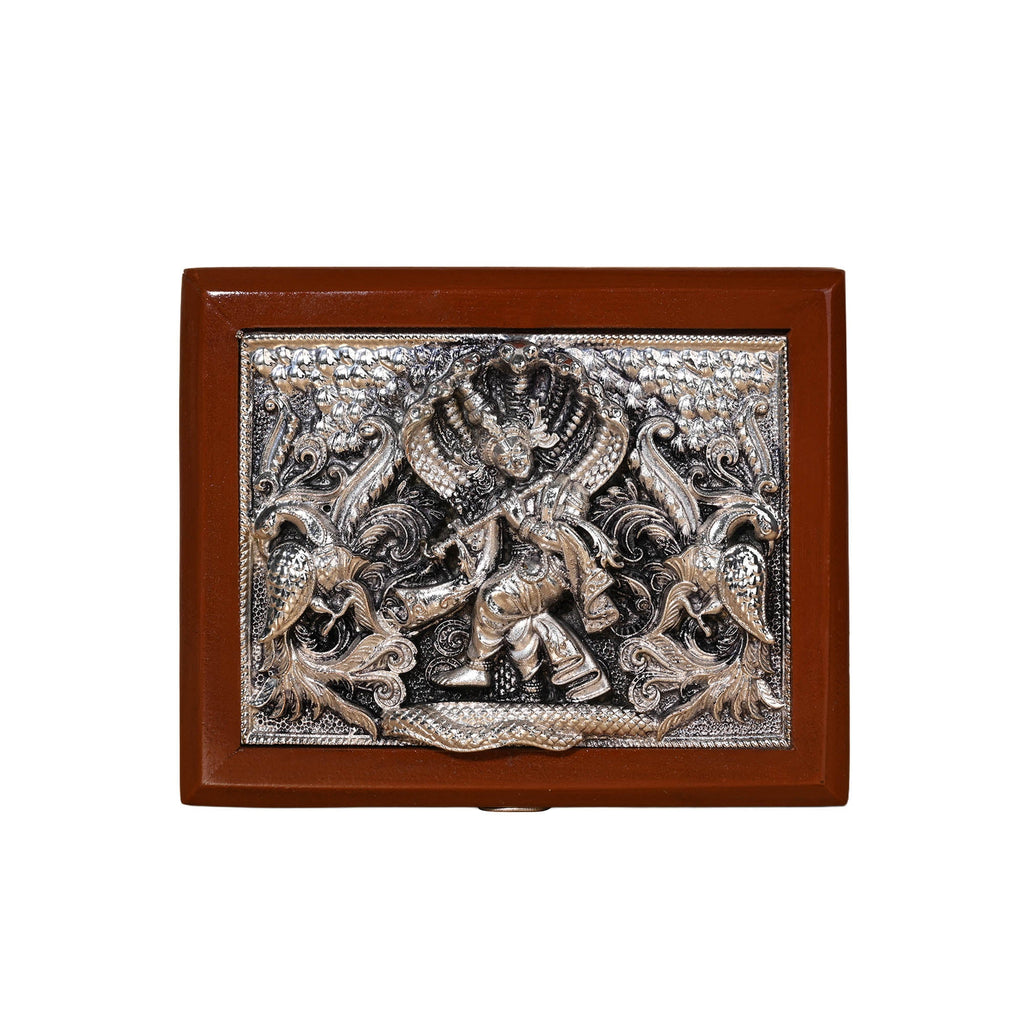 999 Silver Krishna Design Dry Fruit Gift Box