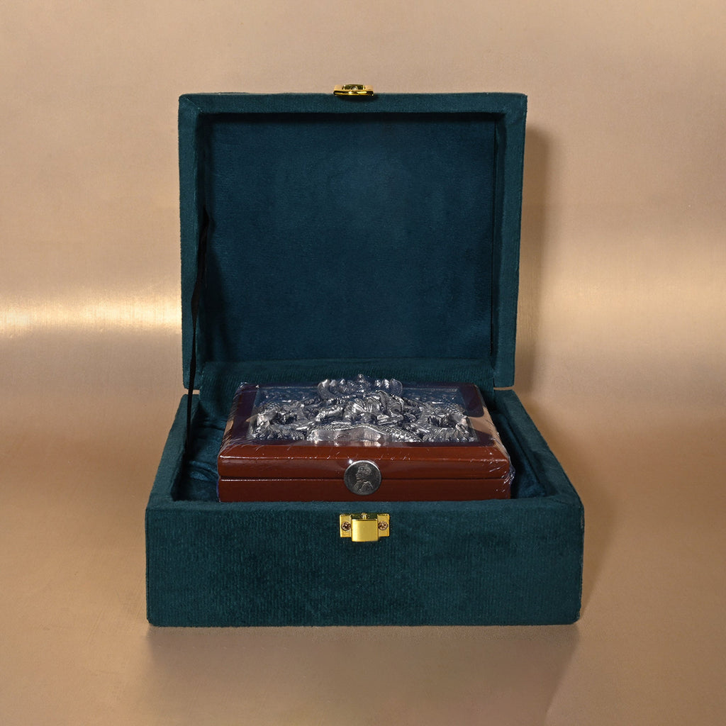 999 Silver Krishna Design Dry Fruit Gift Box