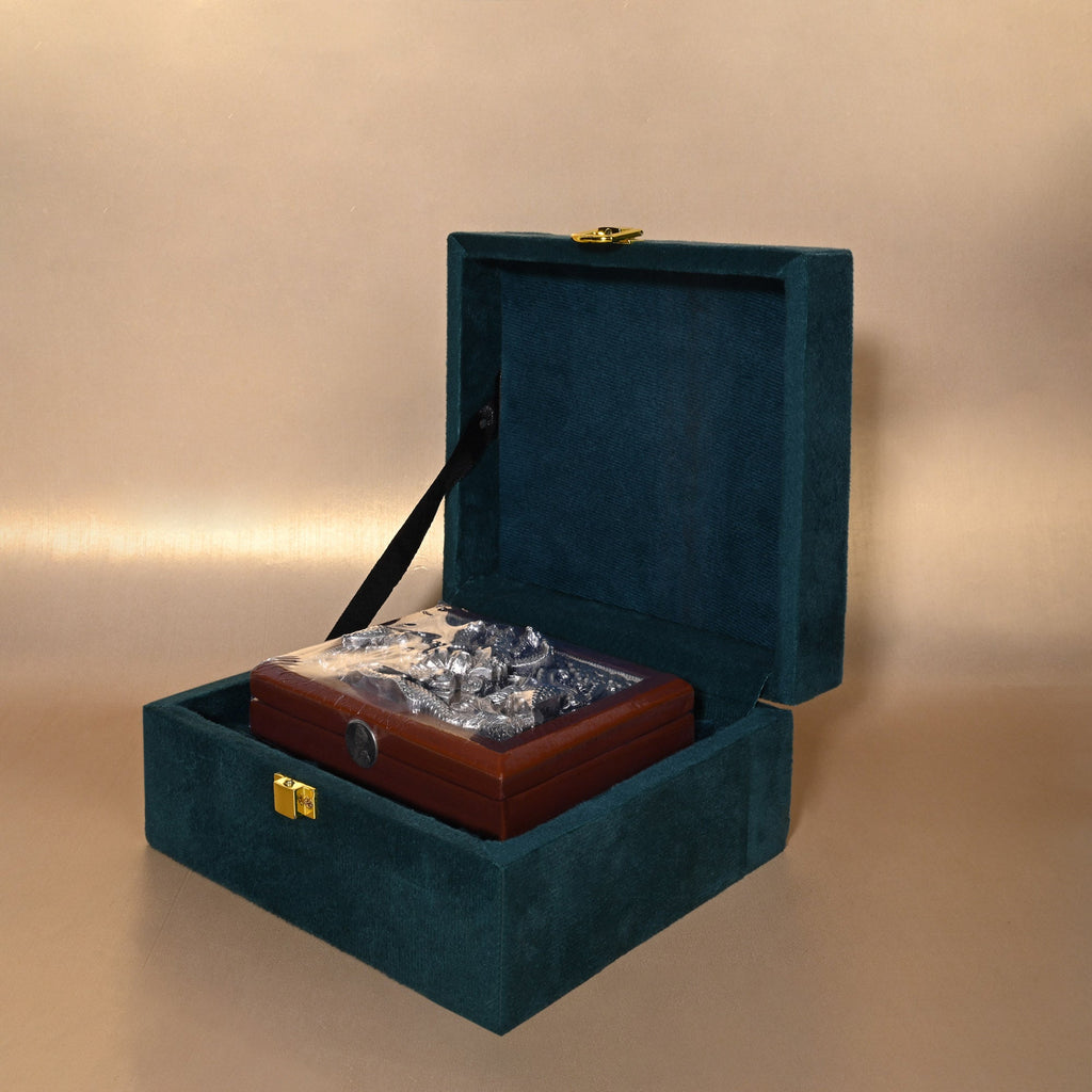 999 Silver Krishna Design Dry Fruit Gift Box