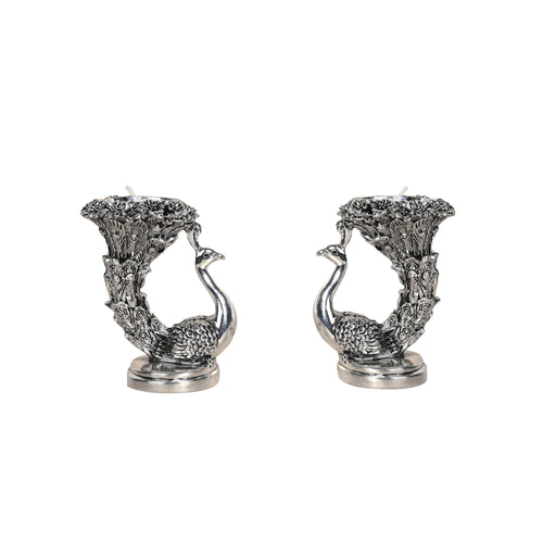 999 Silver Designer Peacock Candle Holder