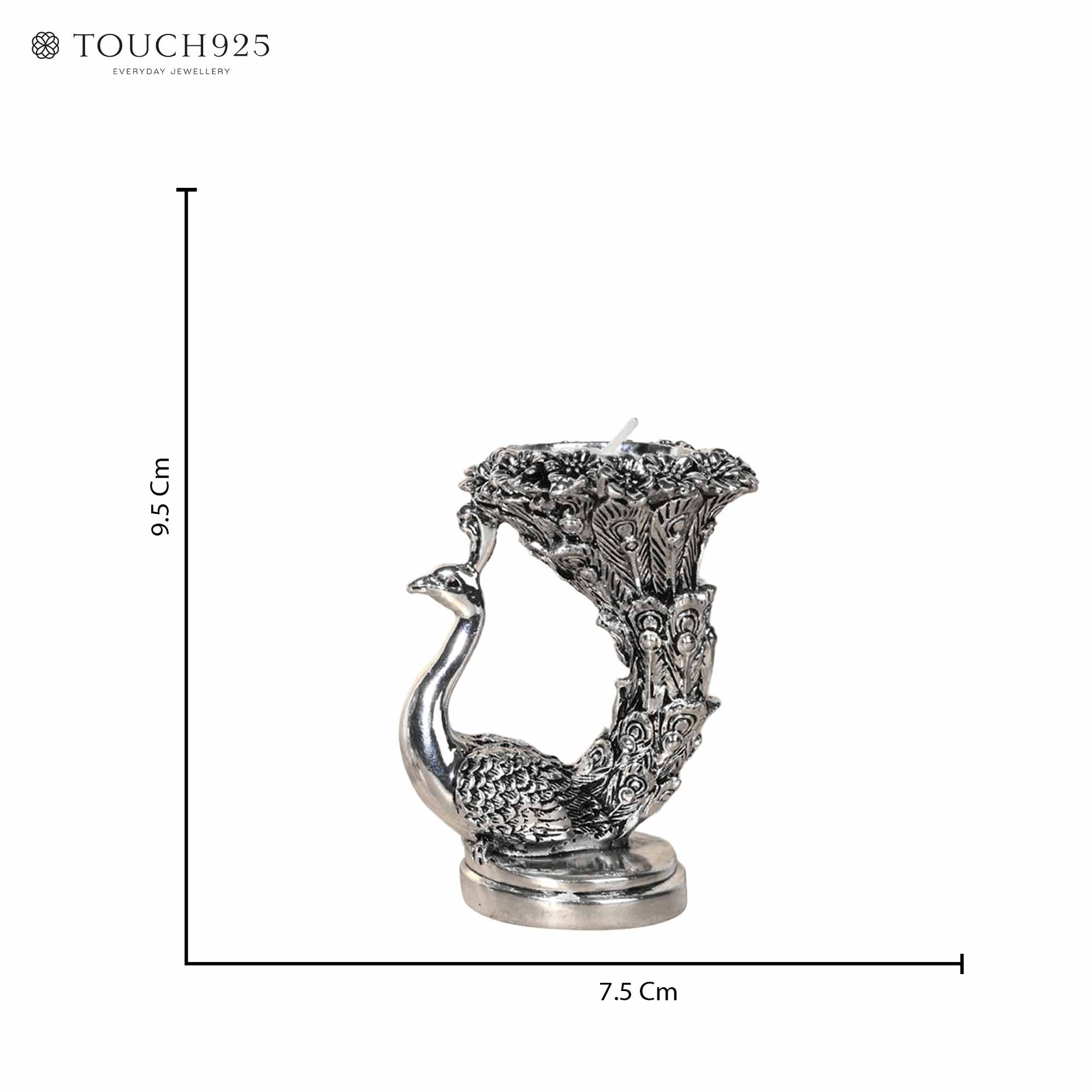 999 Silver Designer Peacock Candle Holder
